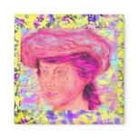 girl with renoir hat (yellow drip) magnets
