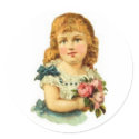 Girl with roses victorian stickers by Rainbows4all Girl with roses victorian stickers