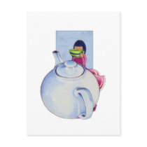 Girl with Tea Postcard