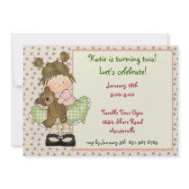 Girl With Teddy Bear Invitation