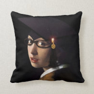 Girl with the Graduation Hat (Pearl Earring) Throw Pillows