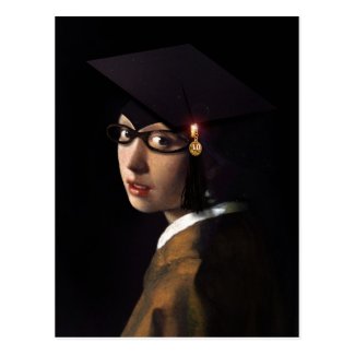Girl with the Graduation Hat Postcard