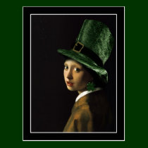 Girl With The Shamrock Earring - St Patrick's Day postcards