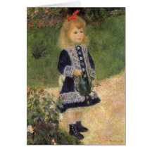 Girl with Watering Can, Renoir, Impressionism Art Card