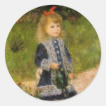 Girl with Watering Can Round Sticker