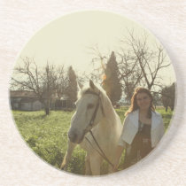 Girl with White Horse Coaster coasters