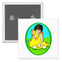 girl yellow dress two chicks oval button