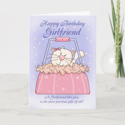 Girlfriend Birthday Card - Cute Puppy Purse Pet by moonlake. Girlfriend Birthday Card - Cute Puppy Purse Pet