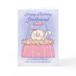 Girlfriend Birthday Card - Cute Puppy Purse Pet