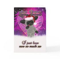 Girlfriend Christmas Card - Cute Sheep And Heart