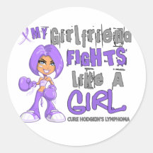 Girlfriend Fights Like Girl H Lymphoma 42.9 Round Sticker