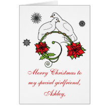 Girlfriend Name Customizable: Christmas Doves Card