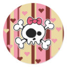 round_sticker - This kawaii inspired skull and crossbones sticker is a must have for all girl goths!