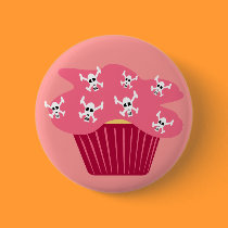 Girlie Skulls and Cupcake Button buttons
