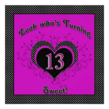 Girl's 13th Birthday Party Invitations