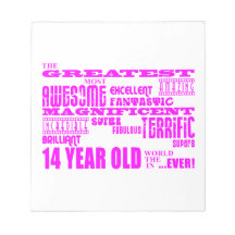 Girls 14th Birthdays : Pink Greatest 14 Year Old Memo Notepads