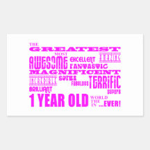 Girls 1st Birthday : Pink Greatest 1 Year Old Rectangular Sticker