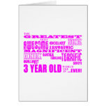 Girls 3rd Birthdays : Pink Greatest 3 Year Old Greeting Cards