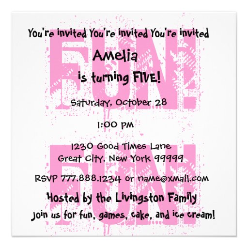 Girl's 5th Birthday Custom Name Modern ZEBRA V16H Custom Invite
