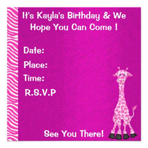 Girls 5TH BIRTHDAY Jungle Invitation with Monkeys