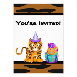 Girls Animal Print Tiger Birthday Invitation