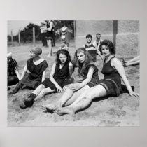 Girls at the Beach, early 1900s Poster