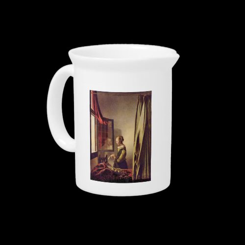 Girls at the open window by Johannes Vermeer Drink Pitcher