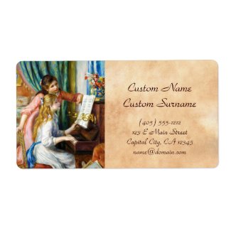 Girls at the Piano Pierre Auguste Renoir painting Personalized Shipping Label