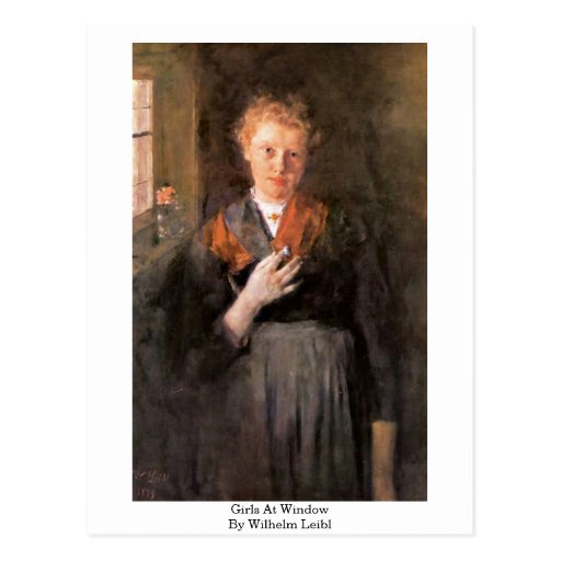 Girls At Window By Wilhelm Leibl Post Cards