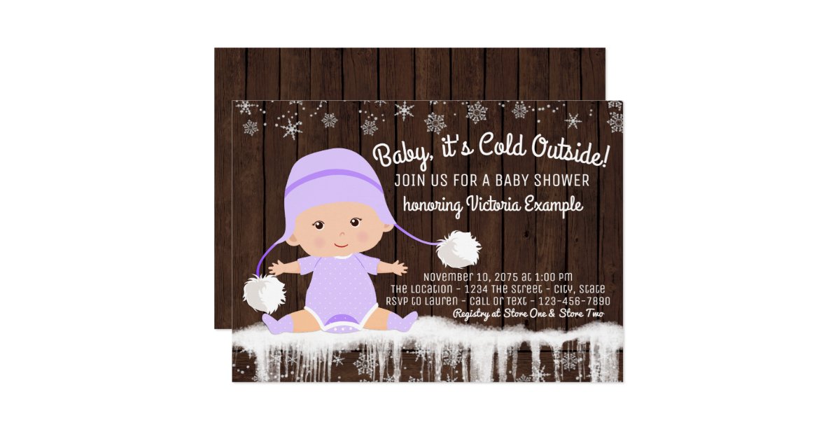 girls baby its cold outside baby shower invitation zazzle baby girl cards to make