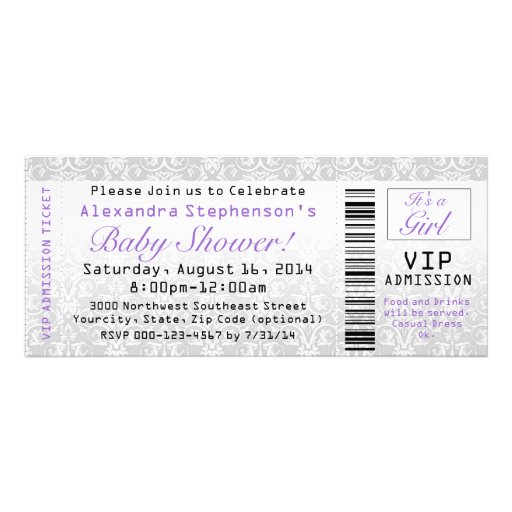 Girl's Baby Shower Ticket Invitations