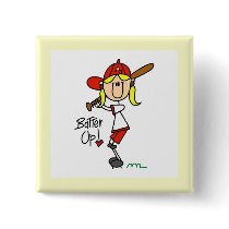 Girls Baseball Batter Up T-shirts and Gifts Button