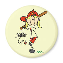 Girls Baseball Batter Up T-shirts and Gifts Fridge Magnets