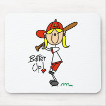 Girls Baseball Batter Up T-shirts and Gifts Mousepad