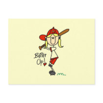 Girls Baseball Batter Up T-shirts and Gifts Post Cards