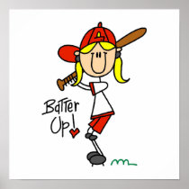 Girls Baseball Batter Up T-shirts and Gifts Posters