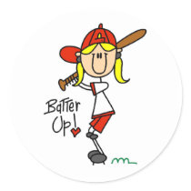 Girls Baseball Batter Up T-shirts and Gifts Sticker