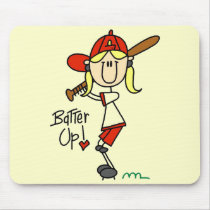 Girls Baseball Batter Up Tshirts and Gifts Mouse Mats