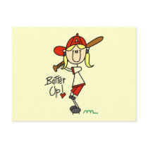Girls Baseball Batter Up Tshirts and Gifts Postcards