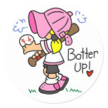 Girls Baseball Batter Up Tshirts and Gifts stickers