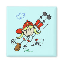 Girls Baseball Dive Tshirts and Gifts Fridge Magnet