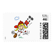 Girls Baseball Dive Tshirts and Gifts Postage Stamps