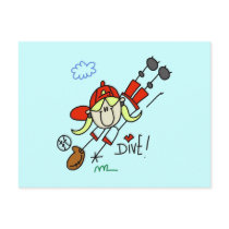 Girls Baseball Dive Tshirts and Gifts Post Card