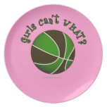 Girls Basketball - Black/Green Party Plate