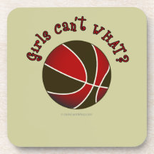 Girls Basketball - Black/Red Beverage Coaster
