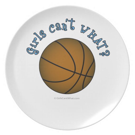 Girls Basketball - Brown/Sky Blue Dinner Plate