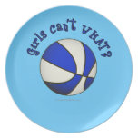 Girls Basketball - White/Blue Party Plates