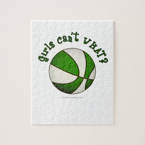 Girls Basketball - White/Green Puzzle