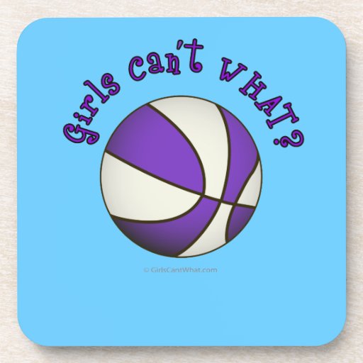 Girls Basketball - White/Purple Beverage Coaster