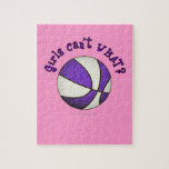 Girls Basketball - White/Purple Jigsaw Puzzle